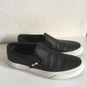 Vans Slip On Black Perforated Leather Women's 9.5